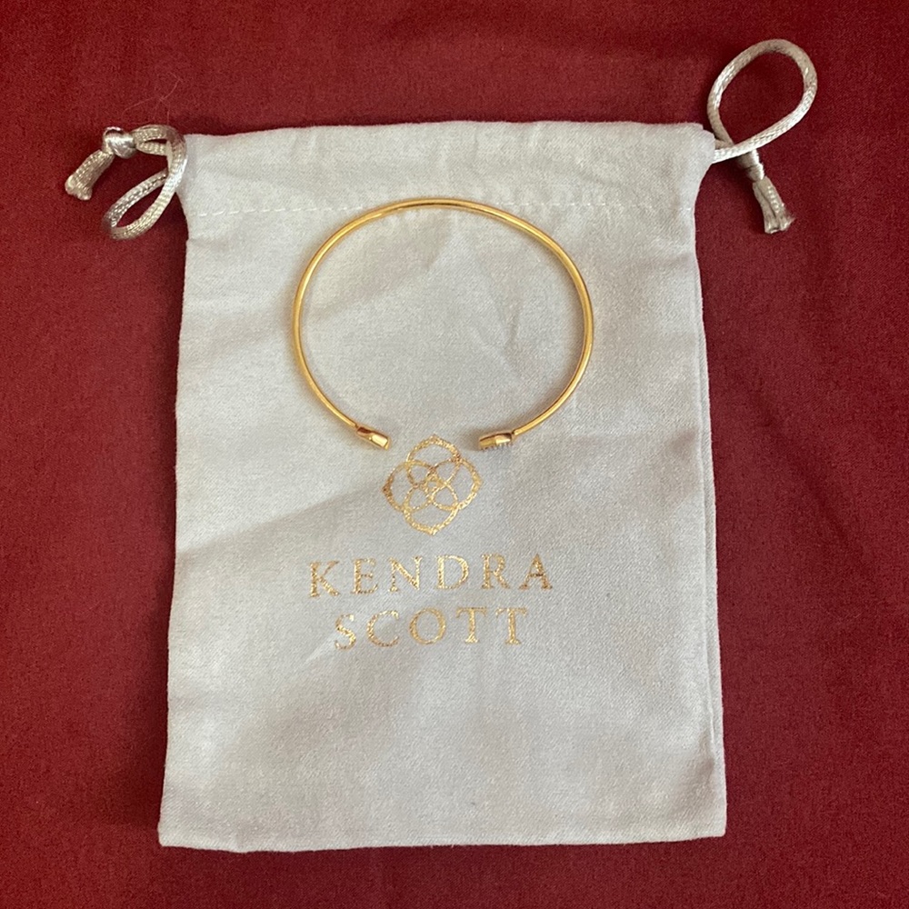 Kendra Scott Davie yellow gold and pave diamond cuff bracelet